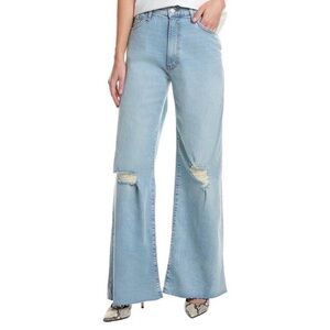 Hudson Jolene Wide Leg Distressed Jeans Light Wash Raw Hem Size 29
